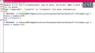 GE8161 Problem Solving and python Programming Laboratory 05   Sum of digits in a number