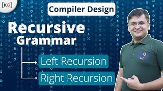3.5 Recursive Grammar left recursion right recursion removal elimination in hindi compiler design