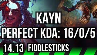 KAYN vs FIDDLESTICKS (JGL) | 16/0/5, Quadra, Legendary, 1100+ games | NA Diamond | 14.13