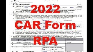 2022 - California Residential Purchase Agreement - CAR form RPA  Tutorial