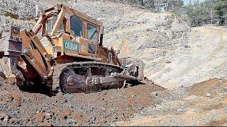 Forest/Path Combining and New Road Construction with Dozer Caterpillar bulldozer