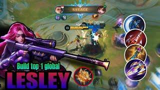 SAVAGE!! LESLEY BEST BUILD FULL DAMAGE || BUILD TOP 1 GLOBAL LESLEY ~ MLBB