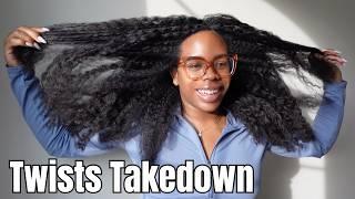 MINI TWISTS TAKEDOWN | 90 TWISTS! Natural Hair Care Tips