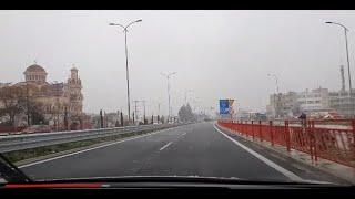Larissa city in Greece - tour in the new road (snowing day)