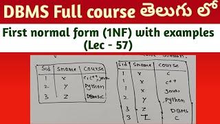 First normal form in DBMS |  1NF in DBMS | Normalization | SRT Telugu Lectures | 1NF example