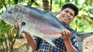 BONELESS FISH PEPPER FRY | 13.5 kg Trevally Fish Cutting & Cooking Recipe | Village Food