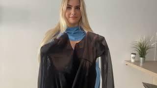 [4K] See Through Night Dress Try On No Bra | ONE PIECE Transparent TRY ON With Evelina