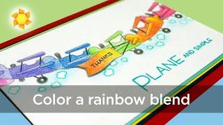 Color a rainbow blend in Prismacolor pencils