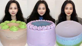 AsmrEating Taro Cream Cake (Soft And Waxy Sound) 크림丨먹방丨Mukbang丨Satisfying丨Eatingsh