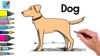 How to Draw a Dog Real Easy - Step by Step - Spoken Instructions