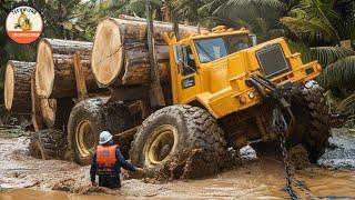 Massive Logging Trucks in Action, The Power of Heavy Equipment Machines #45