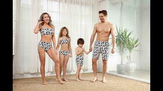DUOLZ Cute Family Swimsuits Matching Set Try On Haul 2022 New Bathing Suits Swimwear Collection