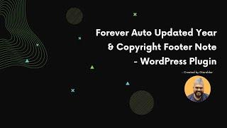 How to use Footer note Copyright and automated year adding WordPress Plugin