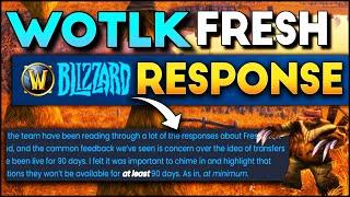 Blizzard RESPONSE to player outrage regarding WOTLK Fresh