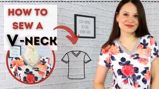 How to draft and sew V-neckline? DETAILED tutorial for T-shirts and other knits!