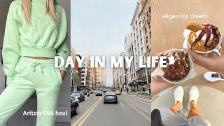 DAY IN MY LIFE: Aritzia TNA sweatfleece try-on haul, relaxing & productive