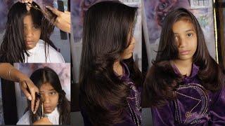 Feather with layers haircut / full process step by step / Haircut tutorial by Bushra makeover