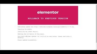 Rollback To a Previous Version of Elementor | Website Builder | WordPress