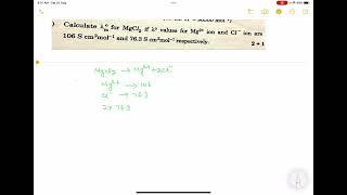 Calculate molar conductance at infinite dilution for Mgcl2