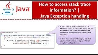 How to access stack trace information? | Java Exception handling