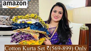 Affordable Amazon Cotton Kurta Set Haul Under ₹899, Kurta Pant Set With Dupatta, Anarkali Kurti