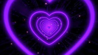 Beautiful Purple Heart Background Neon Lights Love Heart Tunnel Loop [2 Hours]