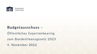 Budgetausschuss – Öffentliches Expertenhearing zum Bundesfinanzgesetz 2023