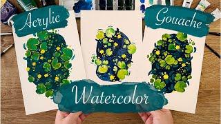 Painting water lilies: Acrylic vs Gouache vs Watercolor tutorial