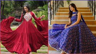 Full Umbrella Gown Frock Design/Trending Designer Princess Gown️/Frill Frocks@Raisaoutfits