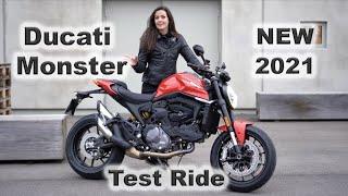 New Ducati Monster 2021 - Test Ride Review with Sound Check and Comparison to 821