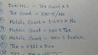 Some necessary formula for Textile calculation