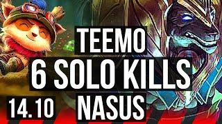 TEEMO vs NASUS (TOP) | 10/2/11, 6 solo kills, 1100+ games, Dominating | KR Diamond | 14.10