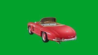 Red car roofless 3D animation green screen