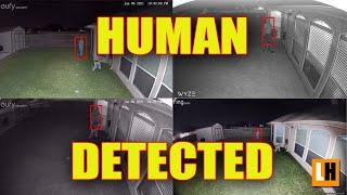 Wired WIFI Cameras Human Detection at Night Distance Comparison - Ring, Eufy, Wyze