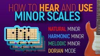 How to hear & use the minor scales on guitar (Natural Minor, Melodic, Harmonic & Dorian Mode)  EP542