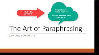 The Art of Paraphrasing: Avoiding Plagiarism