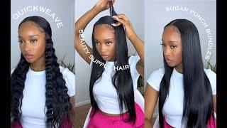 half up half down quickweave using beauty supply hair Sugar Punch