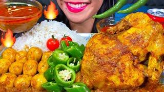 ASMR SPICY WHOLE CHICKEN CURRY, EGG CURRY, CHILI, RICE MUKBANG MASSIVE Eating Sounds