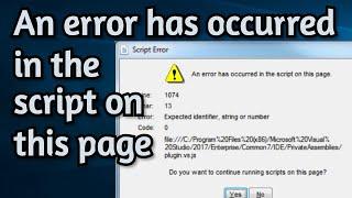 Fix "an error has occurred in the script on this page" In Windows 10/8/7