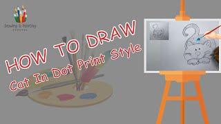 205, How to draw Cat In Dot Print Style, Very Easy Cartoon Drawing step by step ! Drawing & Painting