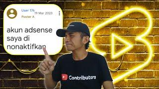 Alami Akun AdSense Dinonaktifkan ⁉️ YouTuber Pemula Kena Dismonetisasi YouTube Kena Suspen AdSense 