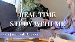 1,5h FALL STUDY WITH ME // real time, rainnoice, study sound, Pomodoro Session 3x25 min