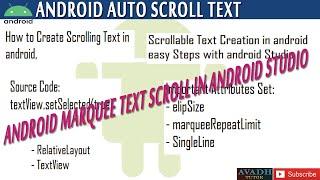 how to scroll text in android studio marquee example | How to Create Scrolling Text in android