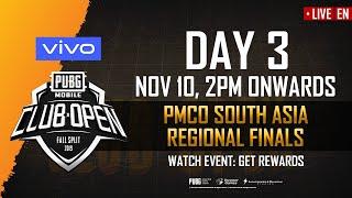 [EN] PMCO South Asia Regional Finals Day 3 | Vivo | Fall Split | PUBG MOBILE CLUB OPEN 2019