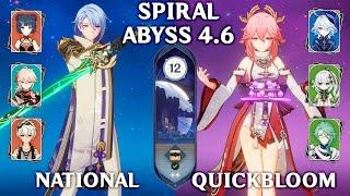 Ayato National & Yae Miko Quickbloom. Spiral Abyss 4.6. Genshin Impact 4.6