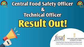 CFSO & Technical Officer Result | FSSAI Result 2022 | Central FSO Cut-off | CFSO 2022.