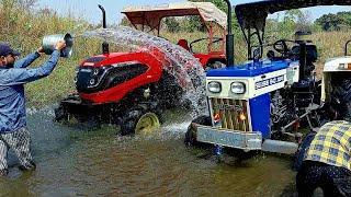 Tractor Washing In River | Swaraj 843XM Tractor | Yanmar Solis Tractor | Tractor Cartoon Video |