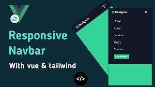 How to make a responsive navbar with vue js and tailwind css | vue js and tailwind css tutorial