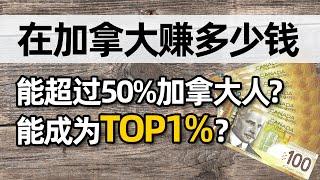 在加拿大年收入多少，能超过50%的人，多少能超90%呢？赚多少钱能成为TOP1%？