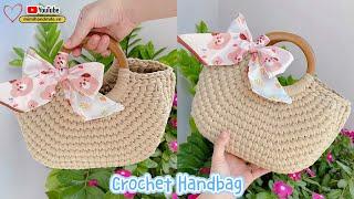 Móc Túi Xách Giả Đan Lục Bình Bán Nguyệt Easy Crochet Handbag | Mimi Handmade